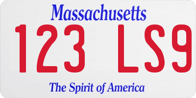 MA license plate 123LS9