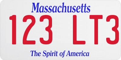 MA license plate 123LT3