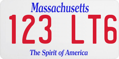 MA license plate 123LT6