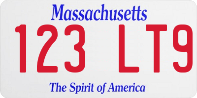 MA license plate 123LT9