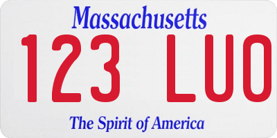MA license plate 123LU0