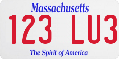 MA license plate 123LU3