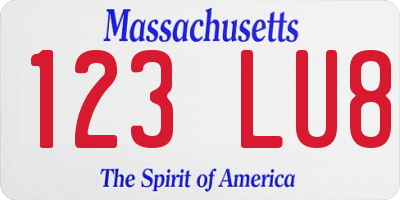 MA license plate 123LU8