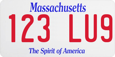 MA license plate 123LU9