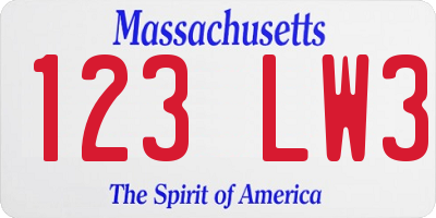 MA license plate 123LW3