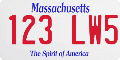 MA license plate 123LW5