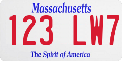 MA license plate 123LW7