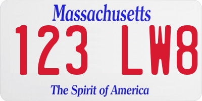 MA license plate 123LW8