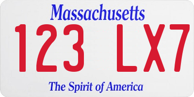MA license plate 123LX7