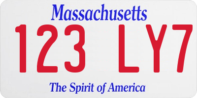 MA license plate 123LY7