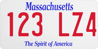 MA license plate 123LZ4