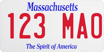MA license plate 123MA0