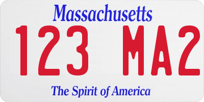 MA license plate 123MA2