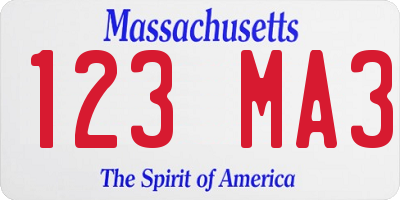 MA license plate 123MA3