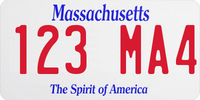MA license plate 123MA4