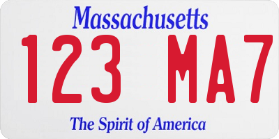 MA license plate 123MA7
