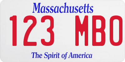 MA license plate 123MB0
