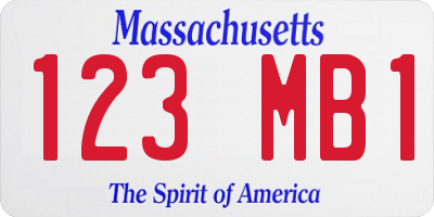 MA license plate 123MB1