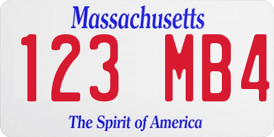 MA license plate 123MB4
