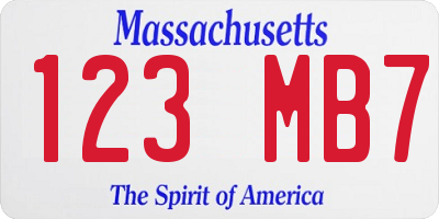 MA license plate 123MB7