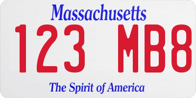MA license plate 123MB8