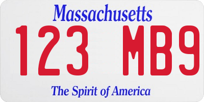 MA license plate 123MB9