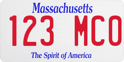 MA license plate 123MC0