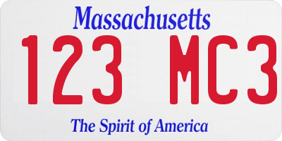 MA license plate 123MC3