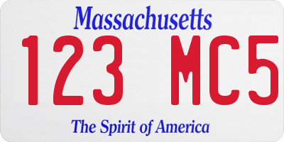 MA license plate 123MC5