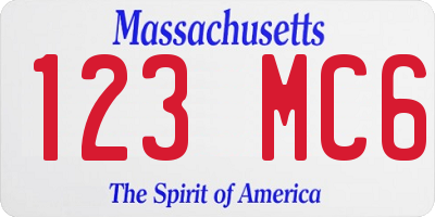 MA license plate 123MC6