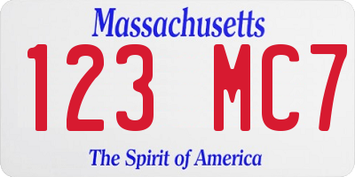 MA license plate 123MC7