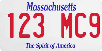 MA license plate 123MC9