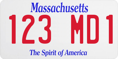 MA license plate 123MD1