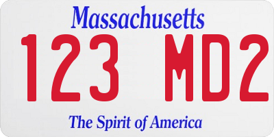 MA license plate 123MD2