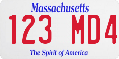 MA license plate 123MD4