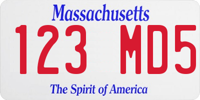 MA license plate 123MD5