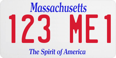 MA license plate 123ME1