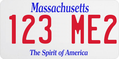 MA license plate 123ME2