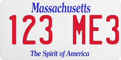 MA license plate 123ME3