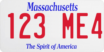 MA license plate 123ME4
