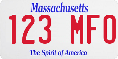 MA license plate 123MF0