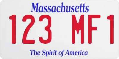 MA license plate 123MF1