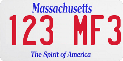 MA license plate 123MF3