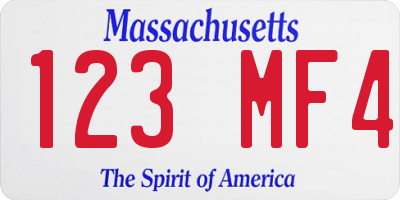 MA license plate 123MF4