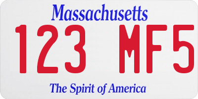 MA license plate 123MF5