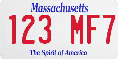 MA license plate 123MF7