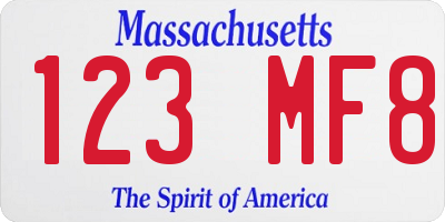 MA license plate 123MF8