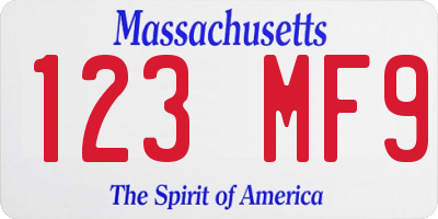 MA license plate 123MF9