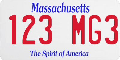 MA license plate 123MG3