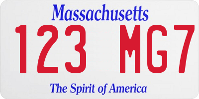 MA license plate 123MG7